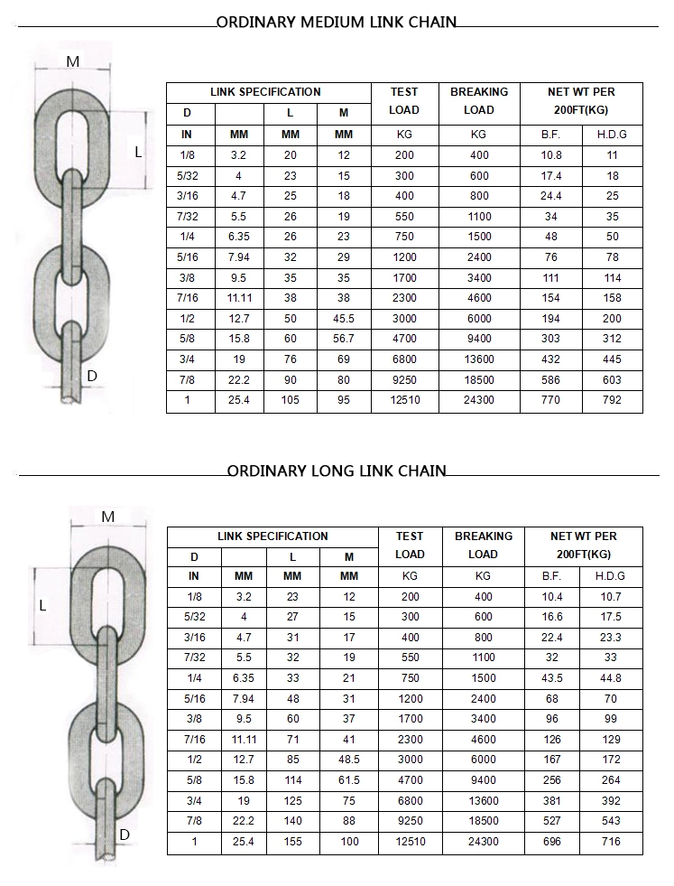 China Manufacturer of 10mm or &quot; 3/8&quot; Stainless Steel 304 316 Link Chain