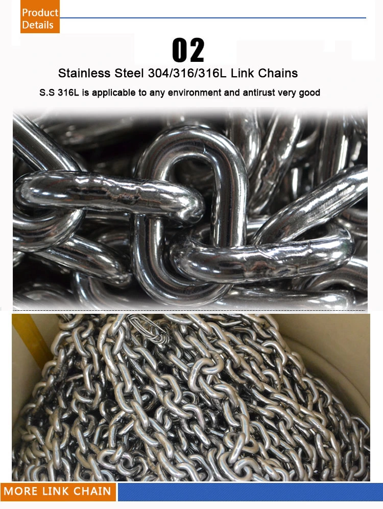 China Manufacturer of 10mm or &quot; 3/8&quot; Stainless Steel 304 316 Link Chain